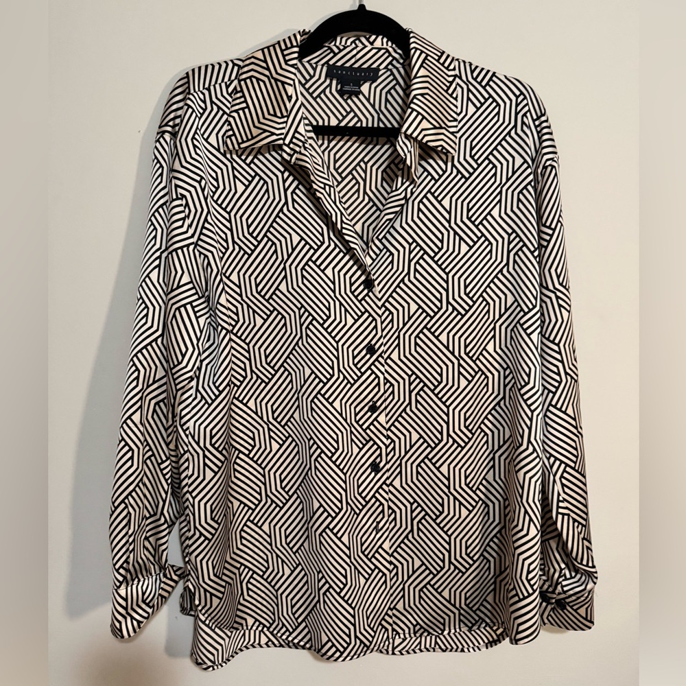 Sanctuary Black and White Geometric Shirt